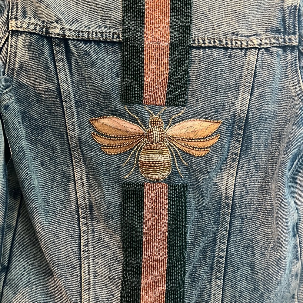 Beaded Bee Denim Jacket
